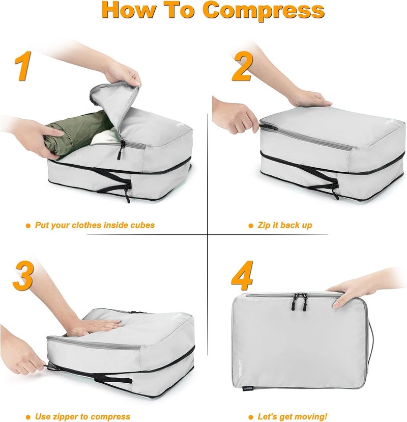 Velaybor 8 Set Compression Packing Cubes for Travel, Waterproof Luggage Organizers, Suitcase Organizer Set for Carry-On & Checked Baggage, Travel Accessories for Men & Women - Image 3
